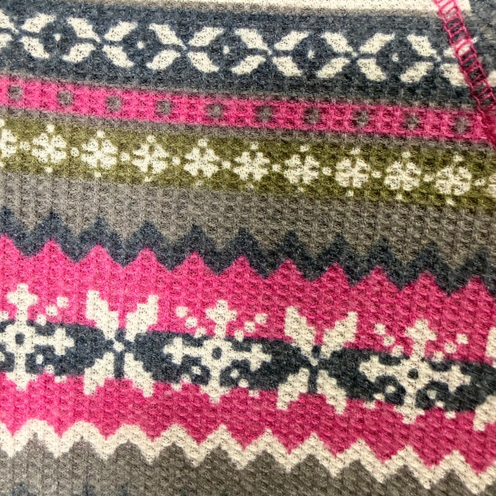 Cuddl Duds Hooded Stretch Thermal Base Layer (L) Fair Isle Nordic Print Warm - Picture 4 of 11